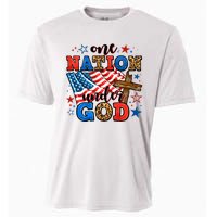 One Nation Patriotic Under God Flag 4th Of July Christian Cooling Performance Crew T-Shirt