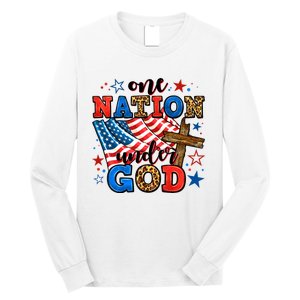 One Nation Patriotic Under God Flag 4th Of July Christian Long Sleeve Shirt