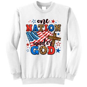 One Nation Patriotic Under God Flag 4th Of July Christian Sweatshirt