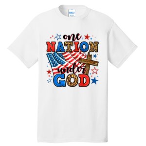 One Nation Patriotic Under God Flag 4th Of July Christian Tall T-Shirt