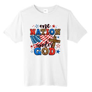 One Nation Patriotic Under God Flag 4th Of July Christian Tall Fusion ChromaSoft Performance T-Shirt