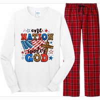 One Nation Patriotic Under God Flag 4th Of July Christian Long Sleeve Pajama Set