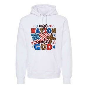 One Nation Patriotic Under God Flag 4th Of July Christian Premium Hoodie