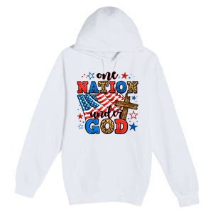 One Nation Patriotic Under God Flag 4th Of July Christian Premium Pullover Hoodie