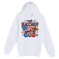 One Nation Patriotic Under God Flag 4th Of July Christian Premium Pullover Hoodie