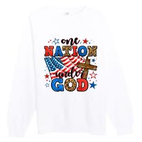 One Nation Patriotic Under God Flag 4th Of July Christian Premium Crewneck Sweatshirt