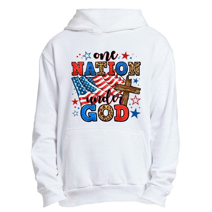 One Nation Patriotic Under God Flag 4th Of July Christian Urban Pullover Hoodie