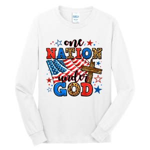 One Nation Patriotic Under God Flag 4th Of July Christian Tall Long Sleeve T-Shirt