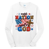 One Nation Patriotic Under God Flag 4th Of July Christian Tall Long Sleeve T-Shirt