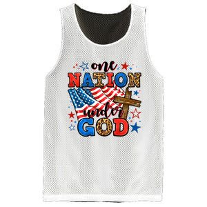 One Nation Patriotic Under God Flag 4th Of July Christian Mesh Reversible Basketball Jersey Tank