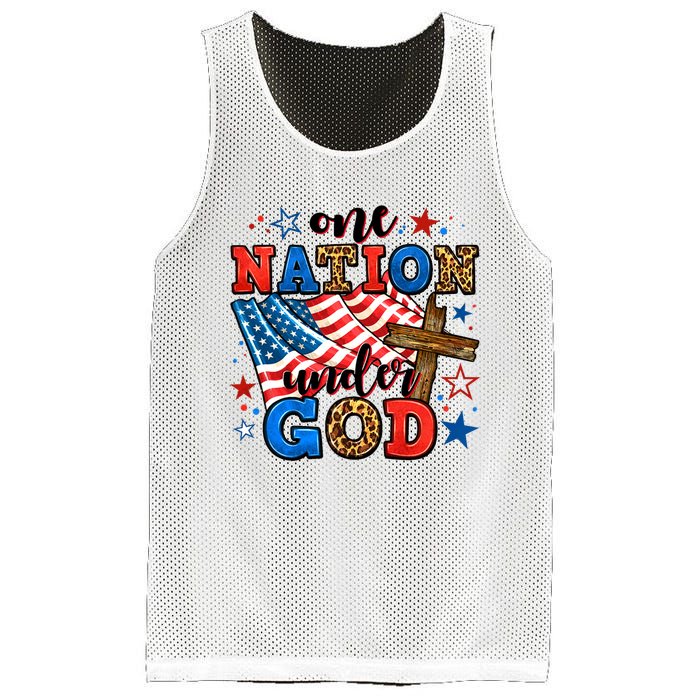 One Nation Patriotic Under God Flag 4th Of July Christian Mesh Reversible Basketball Jersey Tank