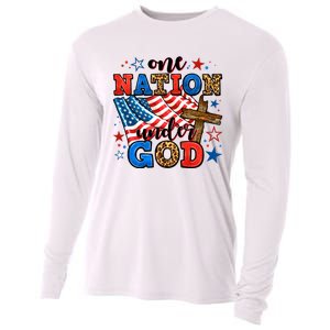 One Nation Patriotic Under God Flag 4th Of July Christian Cooling Performance Long Sleeve Crew