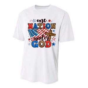 One Nation Patriotic Under God Flag 4th Of July Christian Performance Sprint T-Shirt