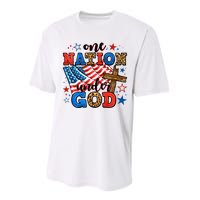 One Nation Patriotic Under God Flag 4th Of July Christian Performance Sprint T-Shirt