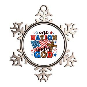 One Nation Patriotic Under God Flag 4th Of July Christian Metallic Star Ornament