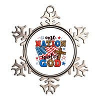 One Nation Patriotic Under God Flag 4th Of July Christian Metallic Star Ornament