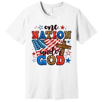 One Nation Patriotic Under God Flag 4th Of July Christian Premium T-Shirt