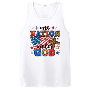 One Nation Patriotic Under God Flag 4th Of July Christian PosiCharge Competitor Tank