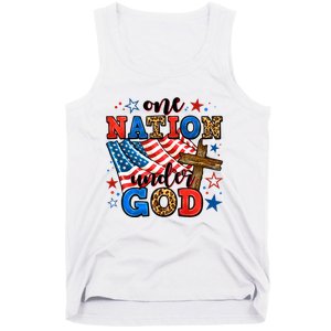 One Nation Patriotic Under God Flag 4th Of July Christian Tank Top