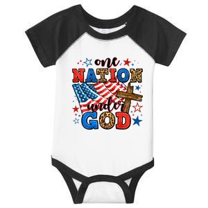 One Nation Patriotic Under God Flag 4th Of July Christian Infant Baby Jersey Bodysuit