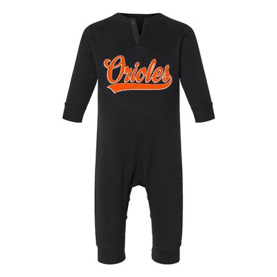 Orioles Name Retro Vintage Gift Infant Fleece One Piece