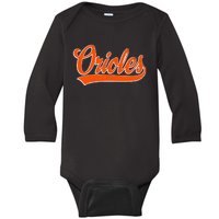 Orioles Name Retro Vintage Gift Baby Long Sleeve Bodysuit