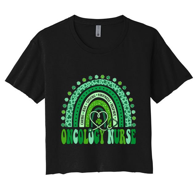 Oncology Nurse Rainbow Leopard St Patricks Day Nurse Great Gift Crop Top