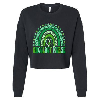 Oncology Nurse Rainbow Leopard St Patricks Day Nurse Great Gift Cropped Pullover Crew