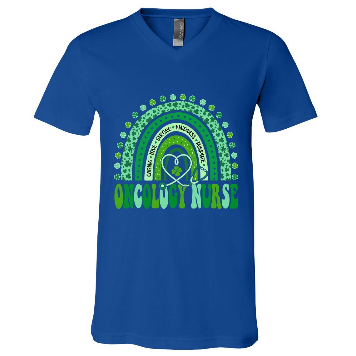 Oncology Nurse Rainbow Leopard St Patricks Day Nurse Great Gift V-Neck T-Shirt