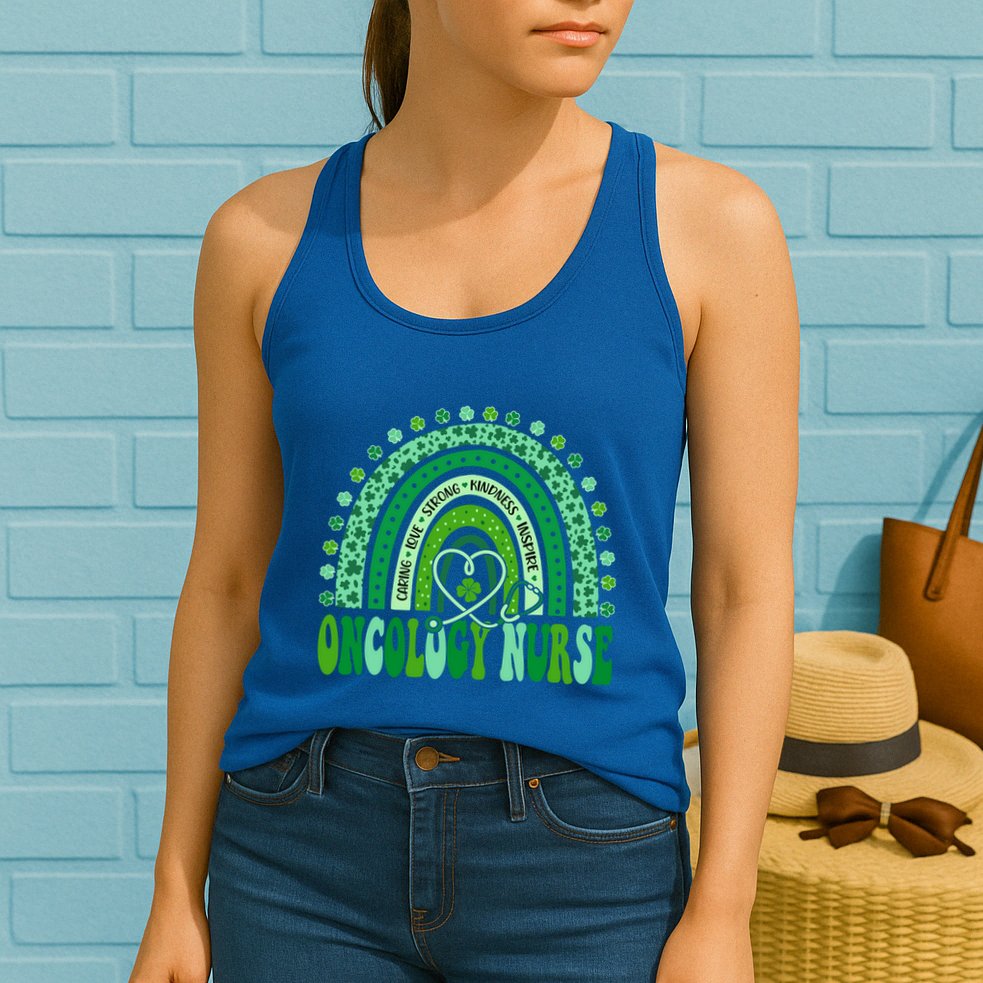 Oncology Nurse Rainbow Leopard St Patricks Day Nurse Great Gift Womens Tank Top