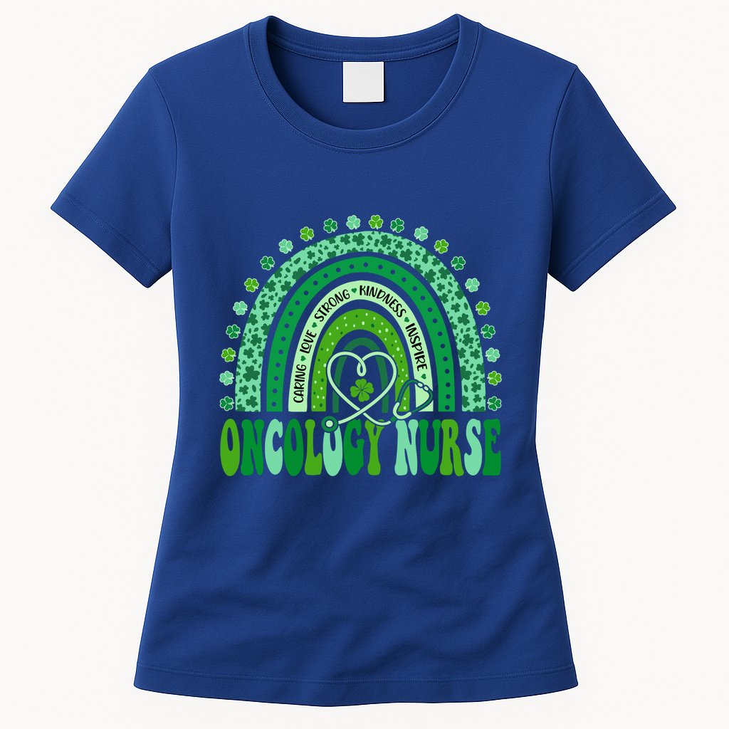 Oncology Nurse Rainbow Leopard St Patricks Day Nurse Great Gift Womens T-Shirt