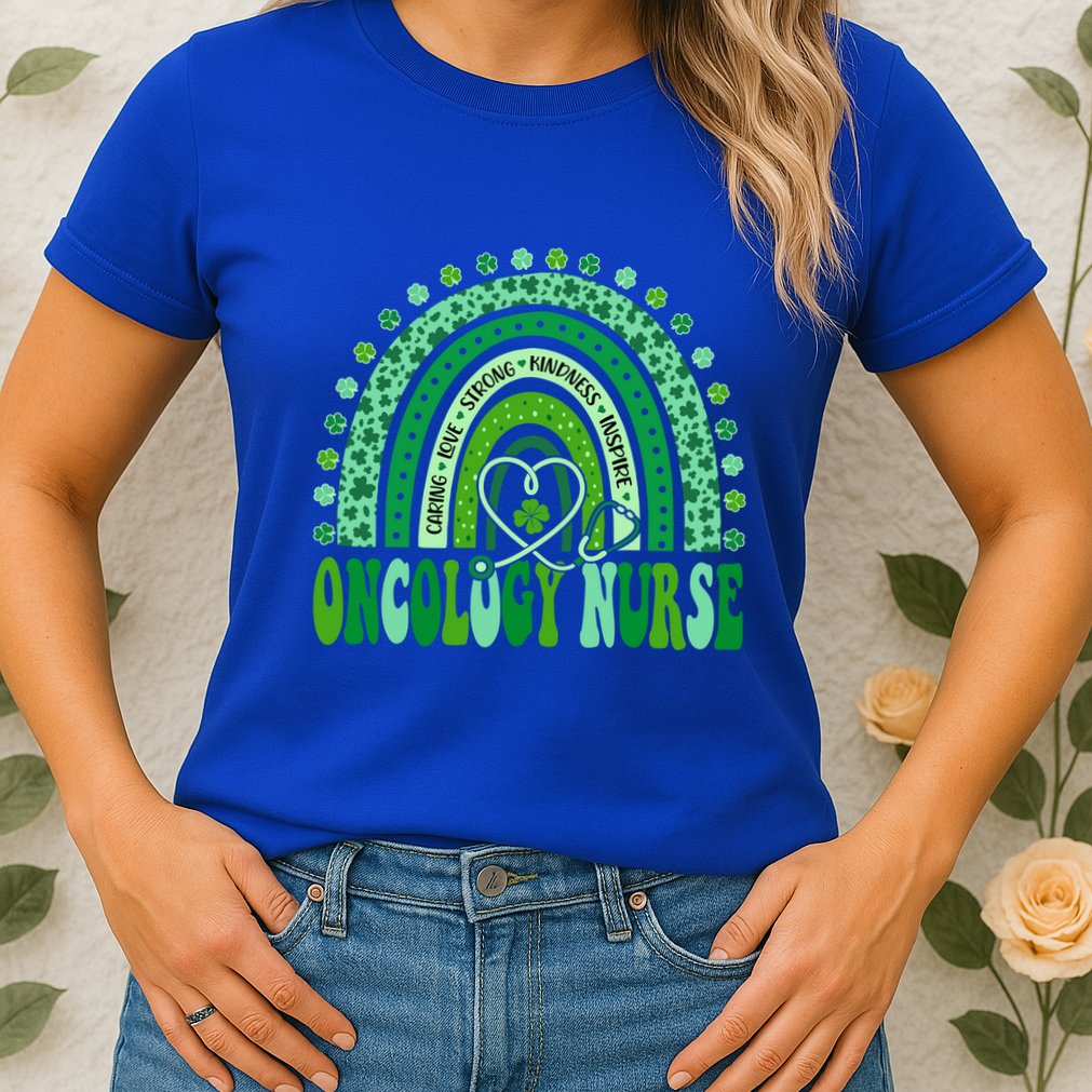 Oncology Nurse Rainbow Leopard St Patricks Day Nurse Great Gift Womens T-Shirt