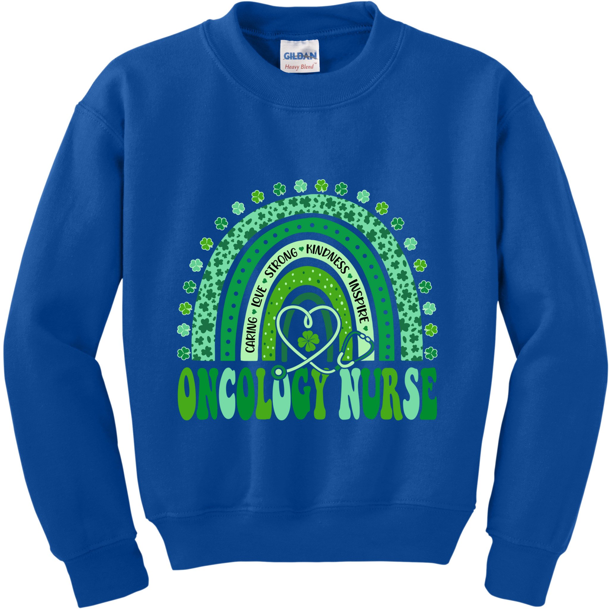 Oncology Nurse Rainbow Leopard St Patricks Day Nurse Great Gift Kids Sweatshirt