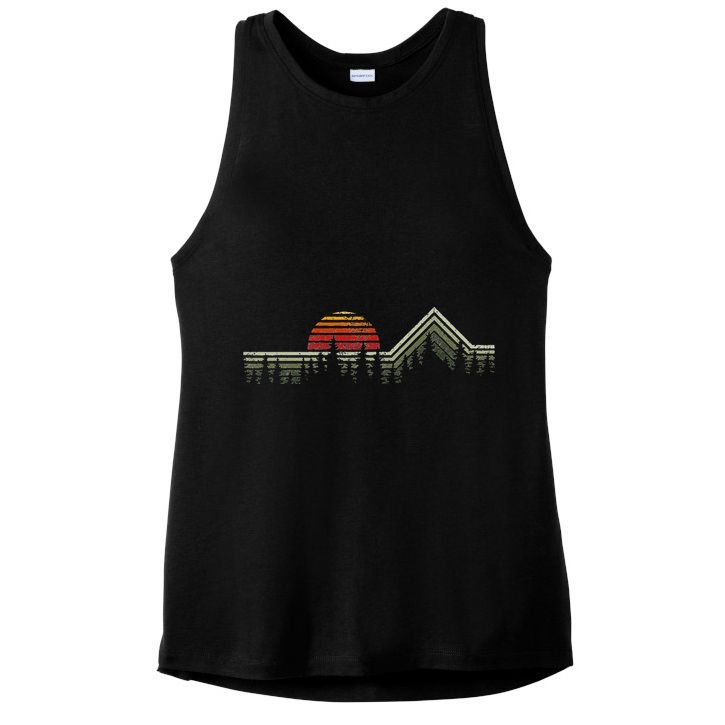 Outdoors Nature Retro Forrest Hiking Ladies PosiCharge Tri-Blend Wicking Tank