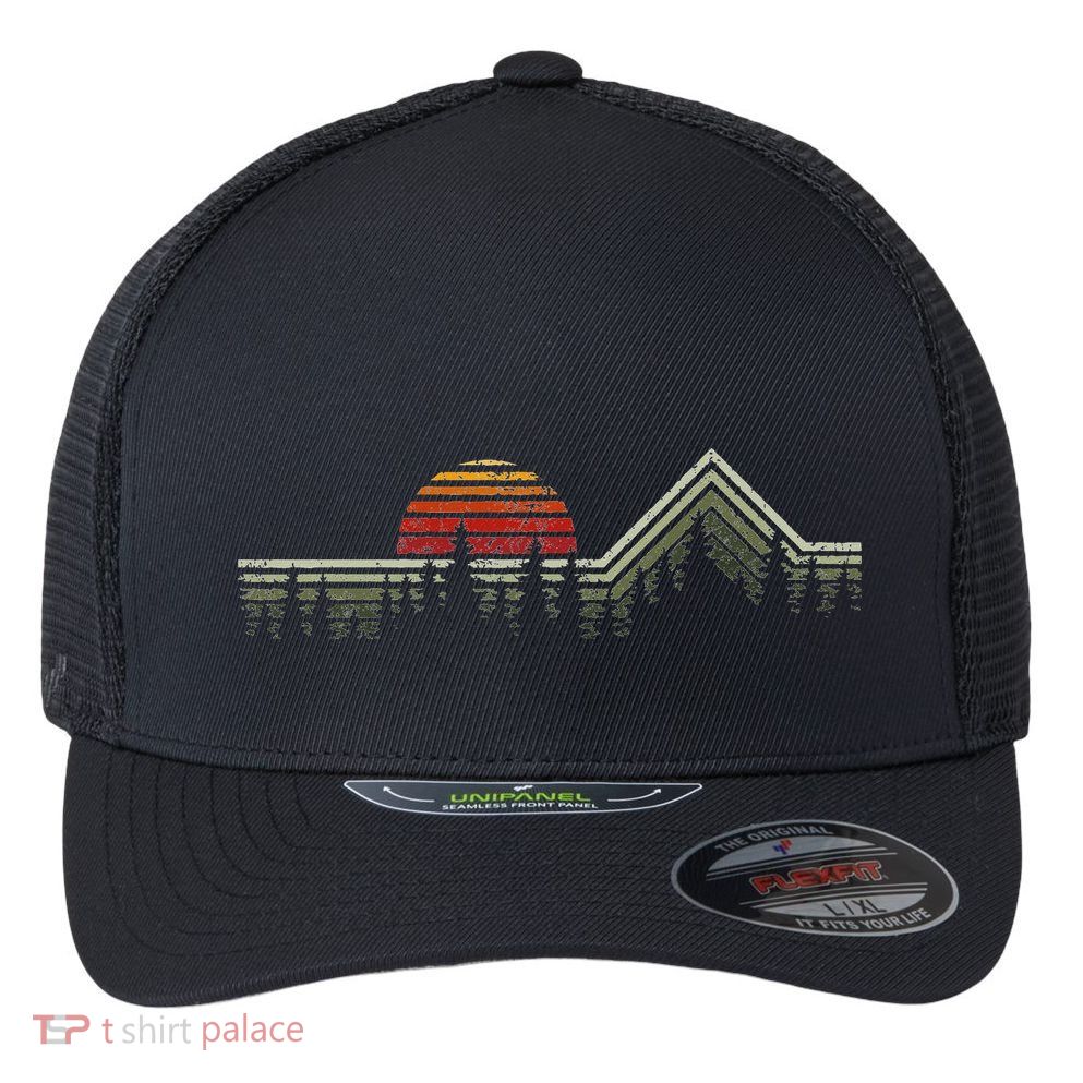 Outdoors Nature Retro Forrest Hiking Flexfit Unipanel Trucker Cap