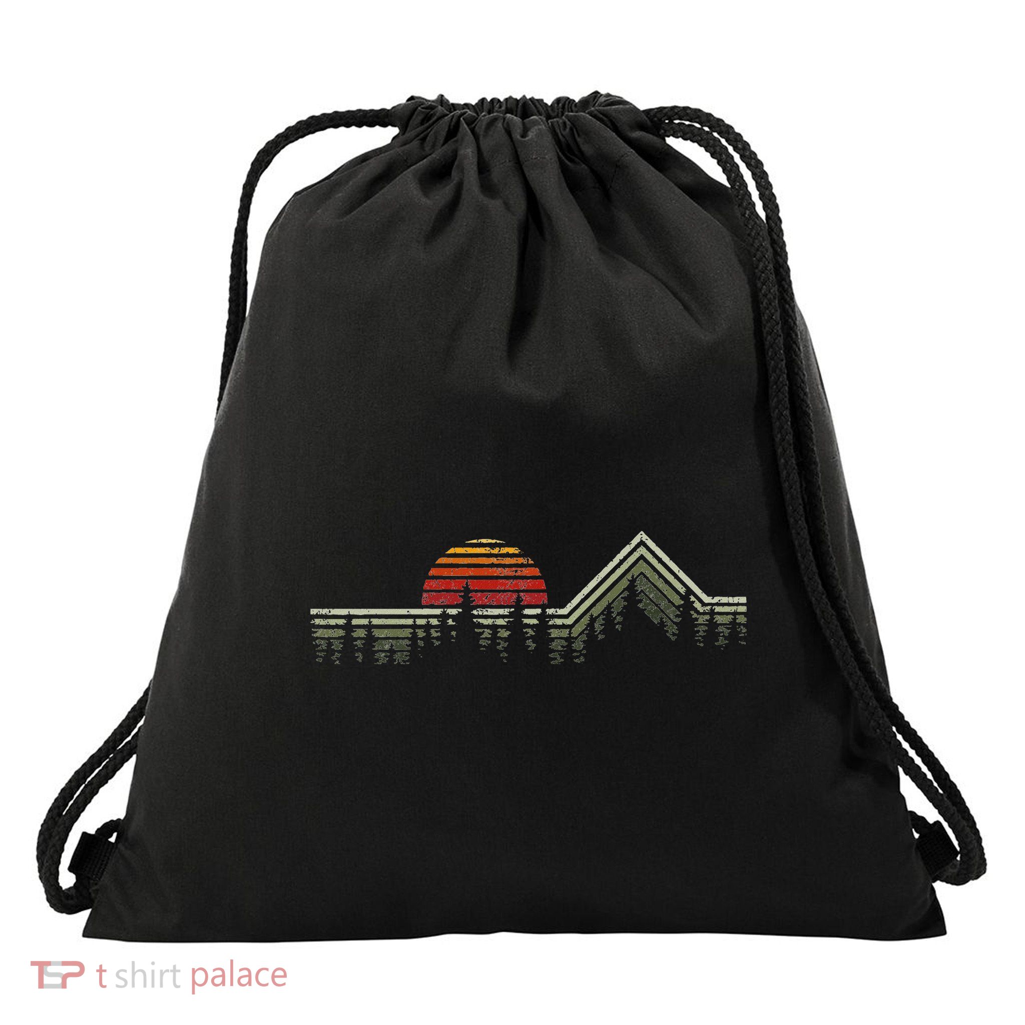Outdoors Nature Retro Forrest Hiking Drawstring Bag