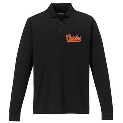 Orioles Name Retro Vintage Gift Performance Long Sleeve Polo