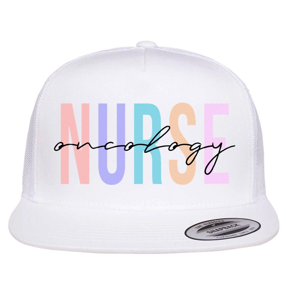 Oncology Nurse Registered Nurse Flat Bill Trucker Hat