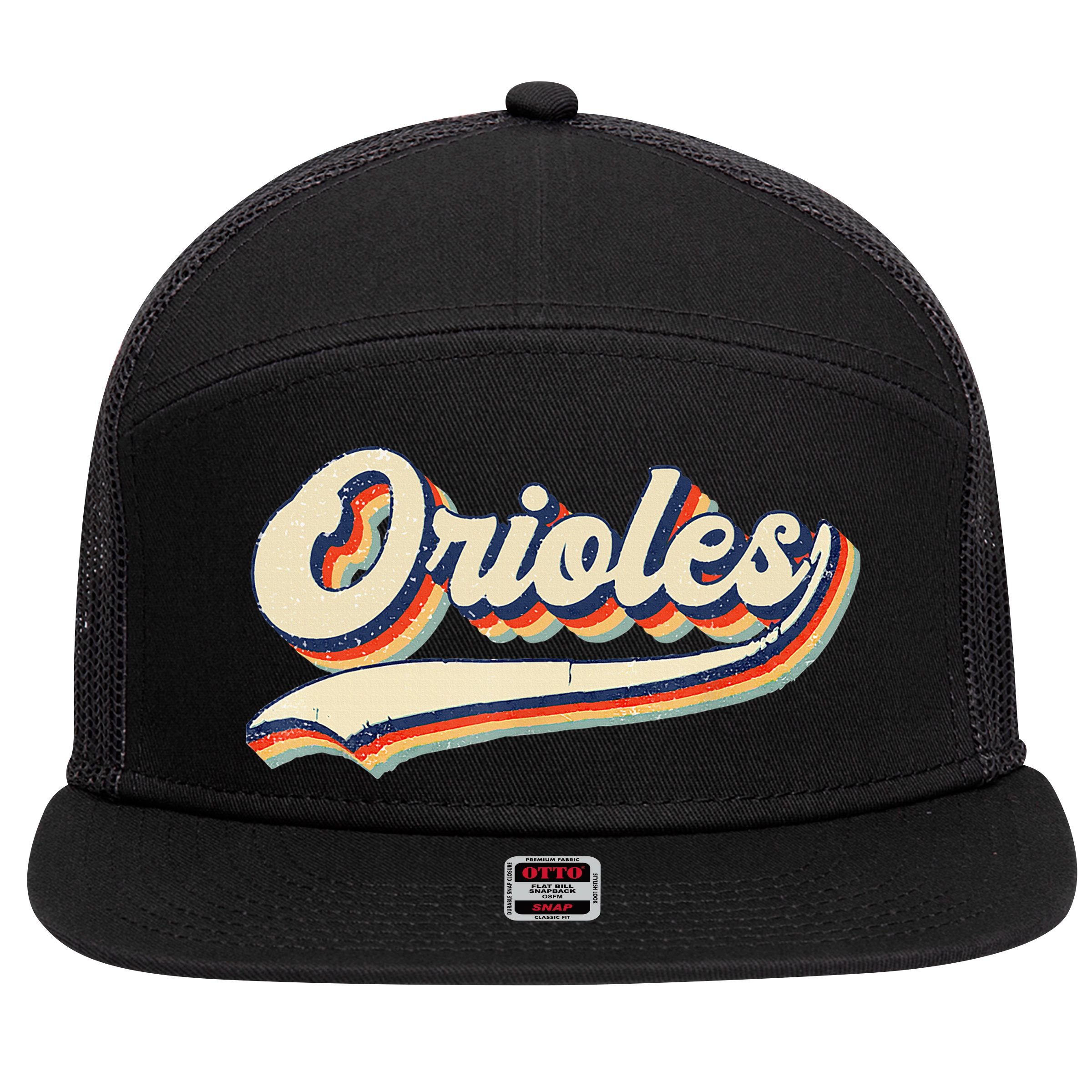 Orioles Name Retro Vintage Gift 7 Panel Mesh Trucker Snapback Hat
