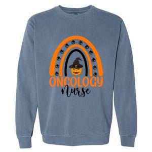 Oncology Nurse Spooky Halloween Pumpkin Rainbow Nursing Gift Garment-Dyed Sweatshirt