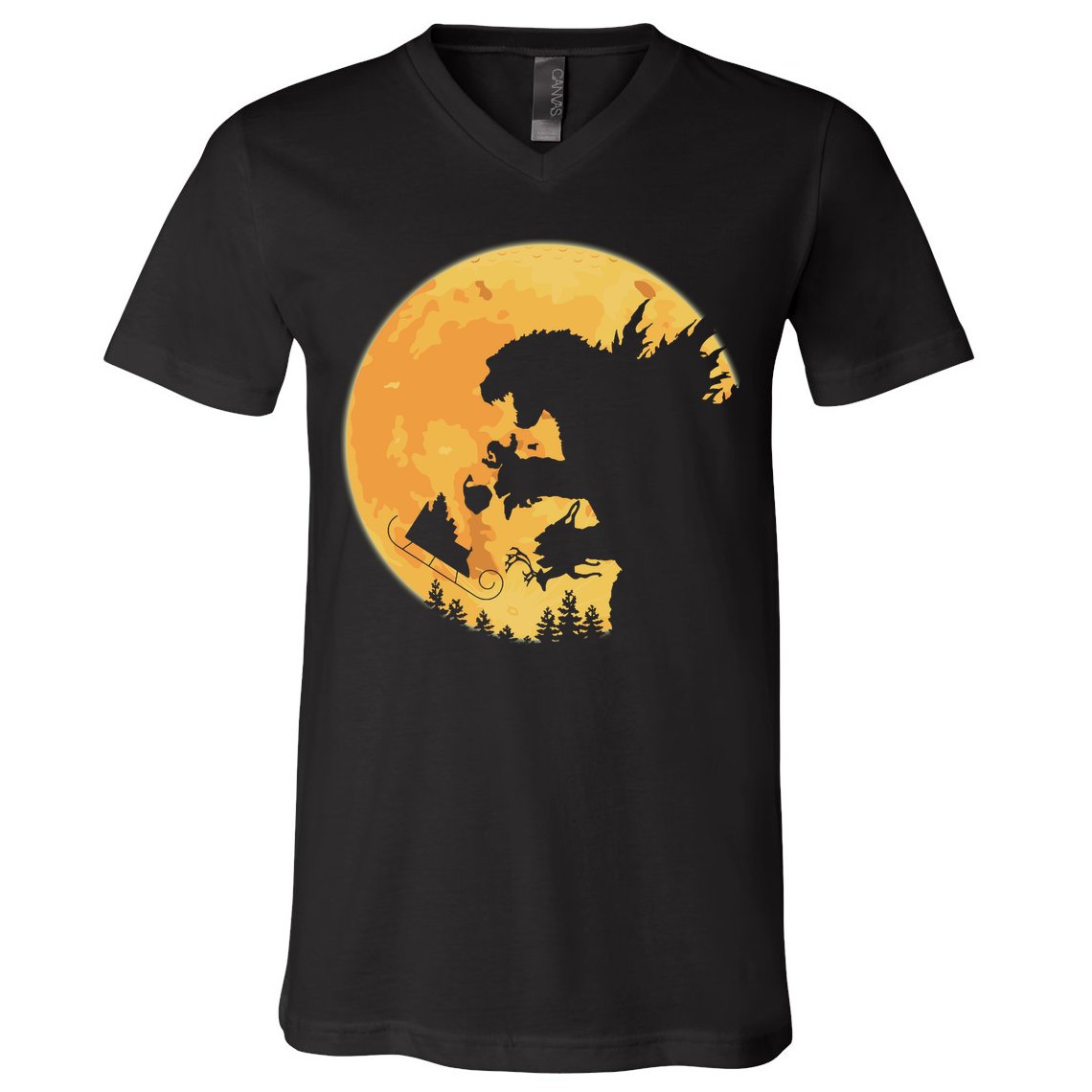 Oh No Santa Christmas Dinosaur V-Neck T-Shirt