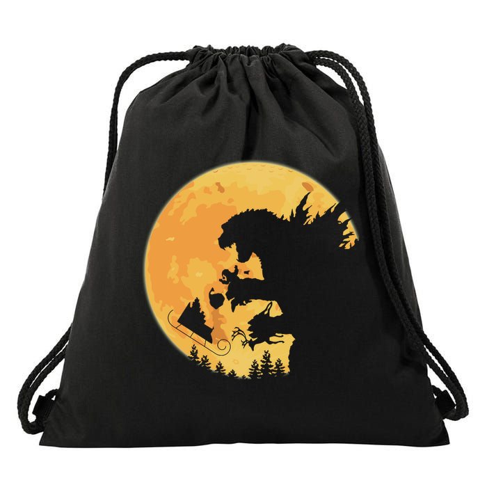 Oh No Santa Christmas Dinosaur Drawstring Bag