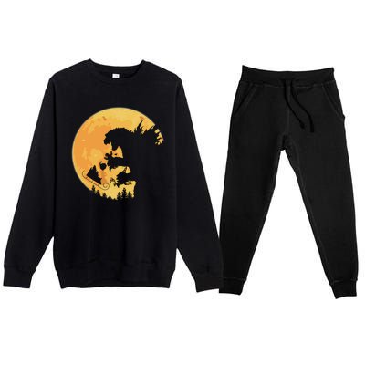 Oh No Santa Christmas Dinosaur Premium Crewneck Sweatsuit Set