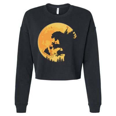 Oh No Santa Christmas Dinosaur Cropped Pullover Crew