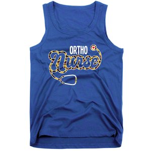 Ortho Nurse Stethoscope Heart Leopard Rn Orthopedic Nursing Gift Tank Top