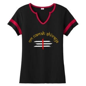 Om Namah Shivaya Tripundra Symbol Of Shiva Ladies Halftime Notch Neck Tee