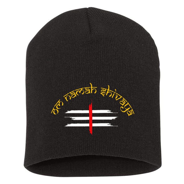 Om Namah Shivaya Tripundra Symbol Of Shiva Short Acrylic Beanie