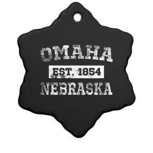 Omaha Nebraska T Est. 1854 Distressed Ceramic Star Ornament