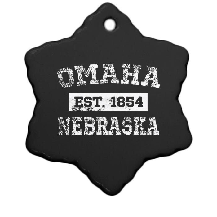 Omaha Nebraska T Est. 1854 Distressed Ceramic Star Ornament