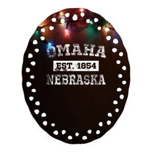 Omaha Nebraska T Est. 1854 Distressed Ceramic Oval Ornament